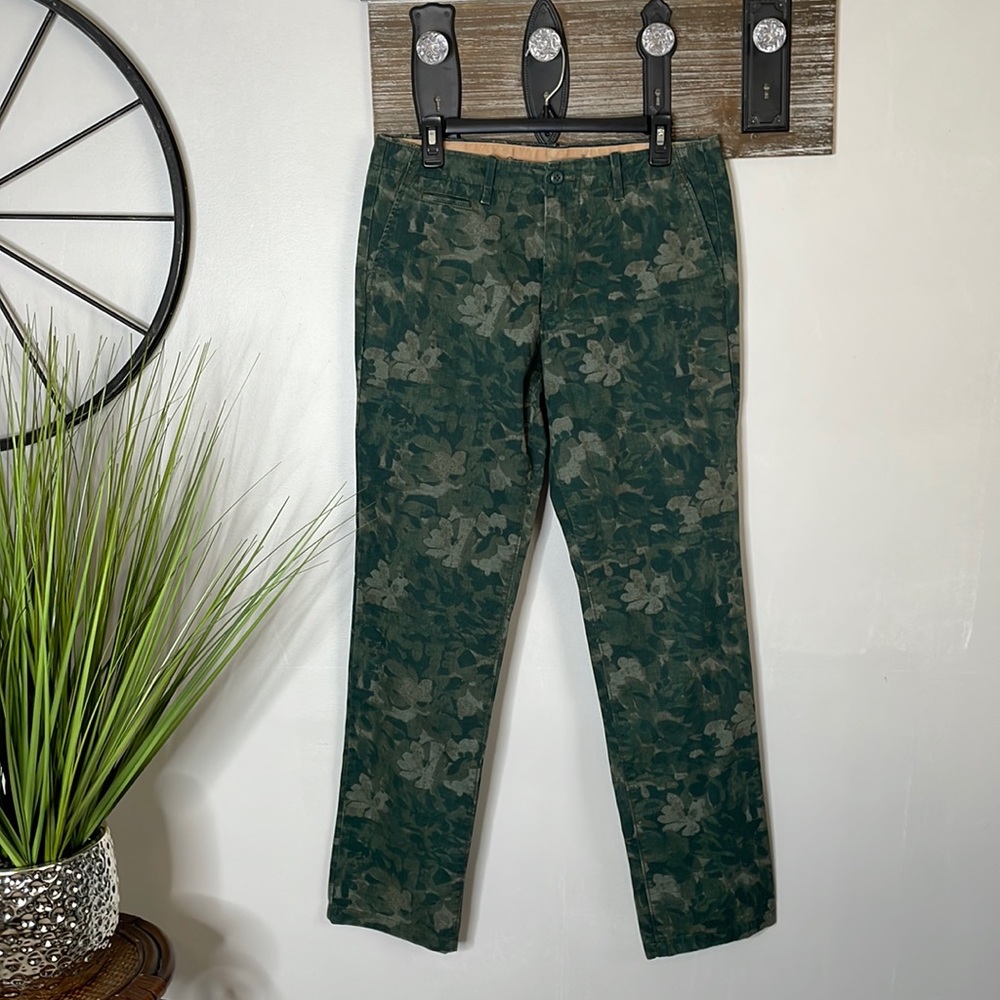 GAP Mens Green Floral Print Lived In Slim Fit Pant Size 32